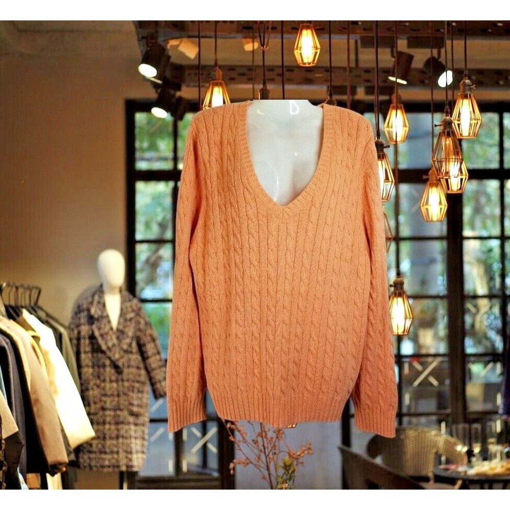 Tommy Hilfiger Cable Knit Sweater Classic V-Neck  Vintage Look Women's Size XXL